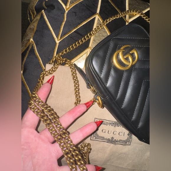 NEW Authentic Gucci Marmont Vertical Crossbody Black Leather/Gold Hardware - Picture 3 of 12